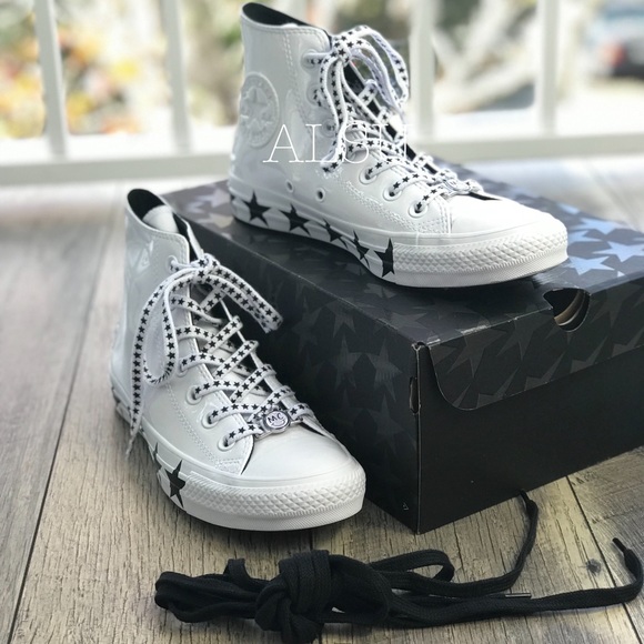 Conv&Miley Ctas HI White Black Stars✨W AUTHENTIC - Picture 2 of 8